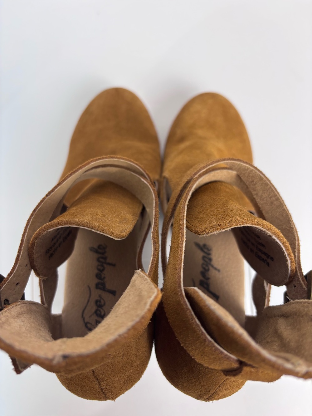 Free People Clog Heels Suede Chunky Wood Platform Block Heel Shoe Brown Sz 39/9 - Picture 16 of 16